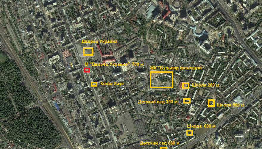 ЖК Бульвар фонтанов на карте 1