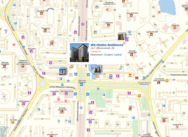 ЖК Obolon Residences на карте 2