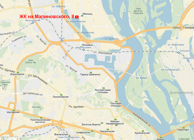 ЖК на Малиновского на карте 2
