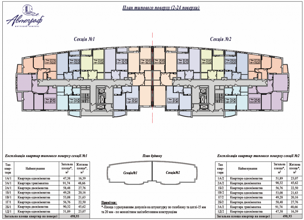 ЖК «Автограф» поэтажный план
