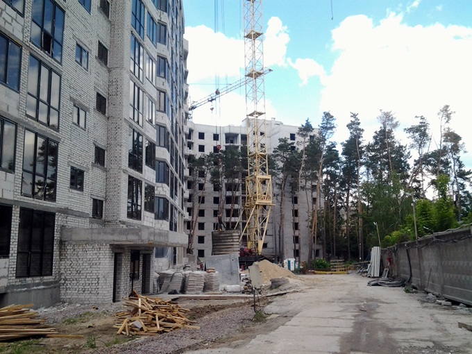 ЖК Эко Парк в Петропавловской Борщаговке ход строительства тыльная сторона