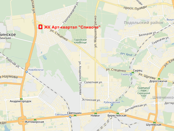 Арт-квартал «Спивоче» от СГ «Фундамент» на карте