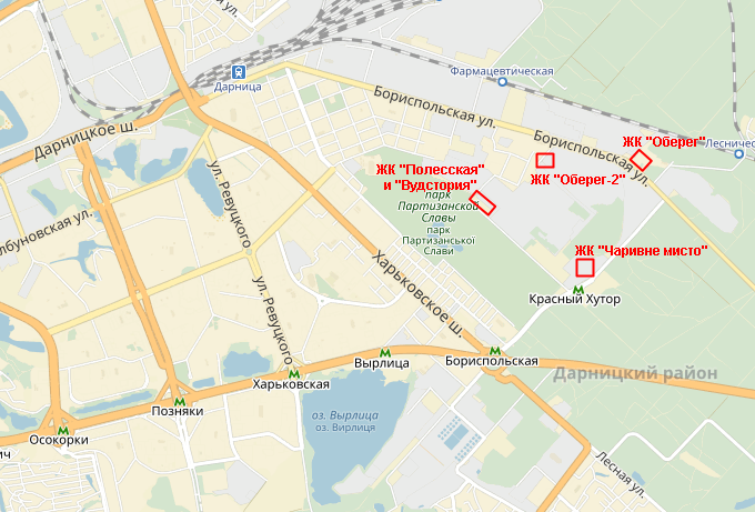 ЖК «Полесская» и «Вудстория» на Рембазе на карте