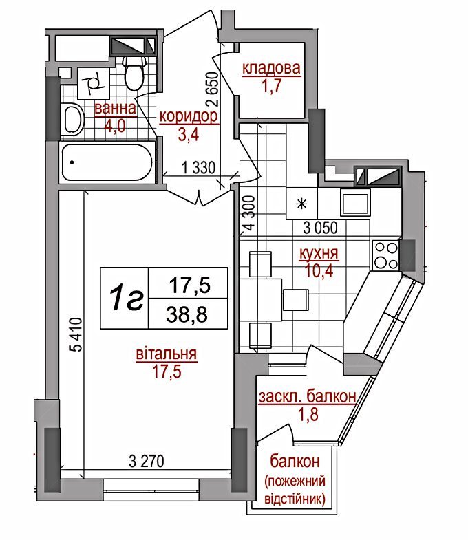 ЖК West House на Кустанайской вариант планировки однокомнатной квартиры