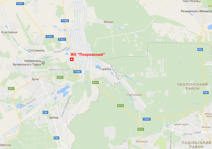 ЖК Покровский в Гостомеле на карте
