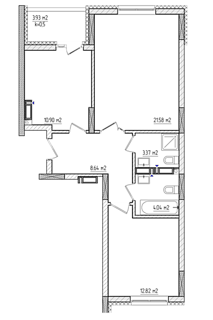 ЖК «Акварели-2» Планировка 2-комнатной квартиры в доме В-7