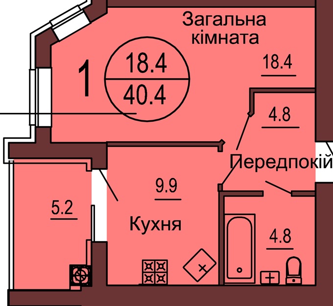 ЖК София в Софиевской Борщаговке вариант планировки однокомнатной квартиры