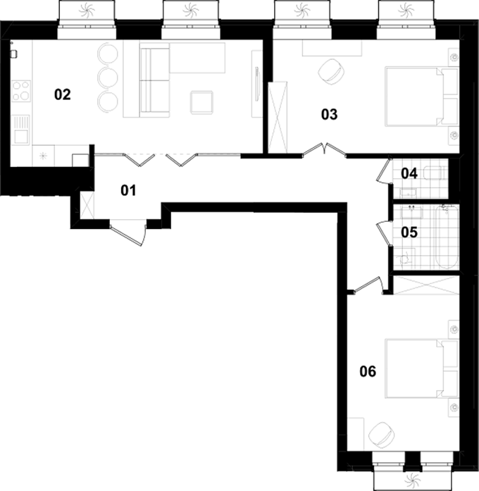ЖК Ван Хаус Вишневое вариант планировки двухкомнатной квартиры