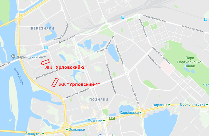 ЖК Урловский 2 от Киевгорстроя на карте