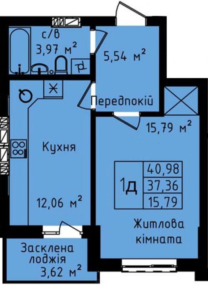 ЖК Днепровский планировка однокомнатной квартиры