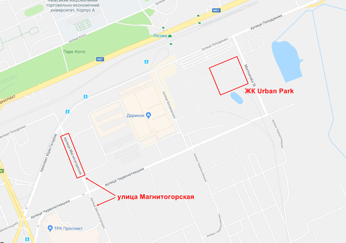 Самый загрязненный район Днепровский ЖК Урбан парк на карте