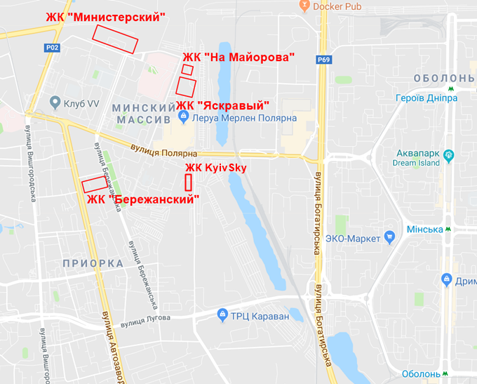 ЖК Киевскай на карте