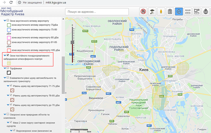 Самые загрязненные микрорайоны Киева карта