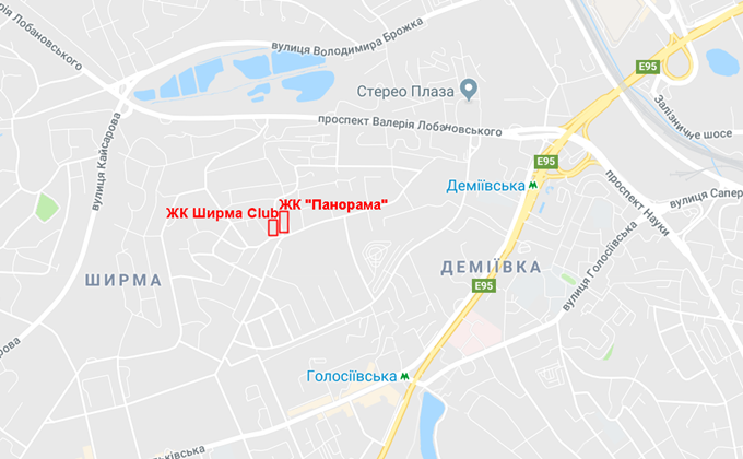 ЖК Ширма Клаб в Киеве на карте