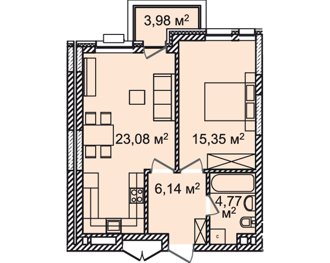 ЖК Монреаль Хаус планировка однокомнатной квартиры