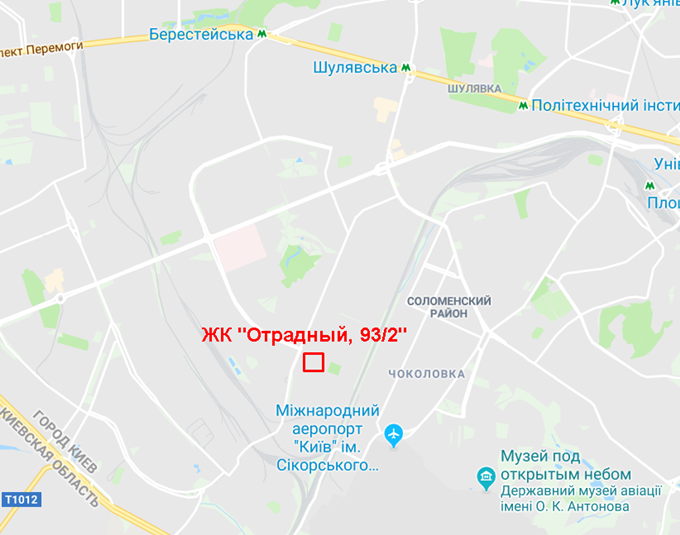 ЖК на Отрадном 93/2 от Киевгорстроя на карте