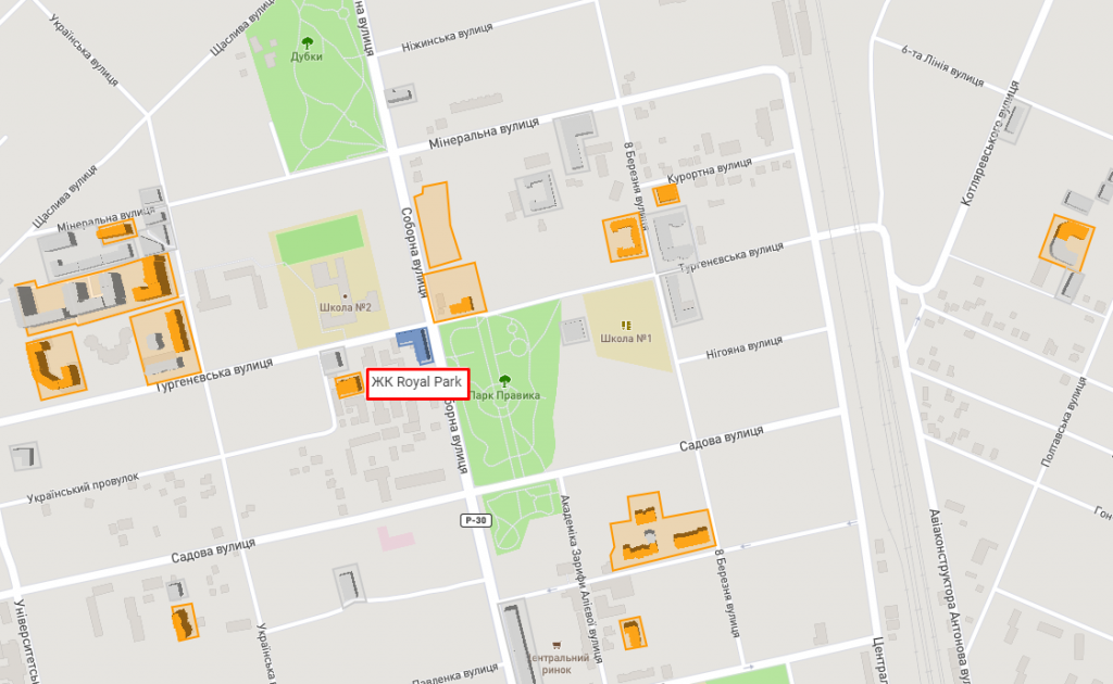 ЖК Роял парк в Ирпене на карте