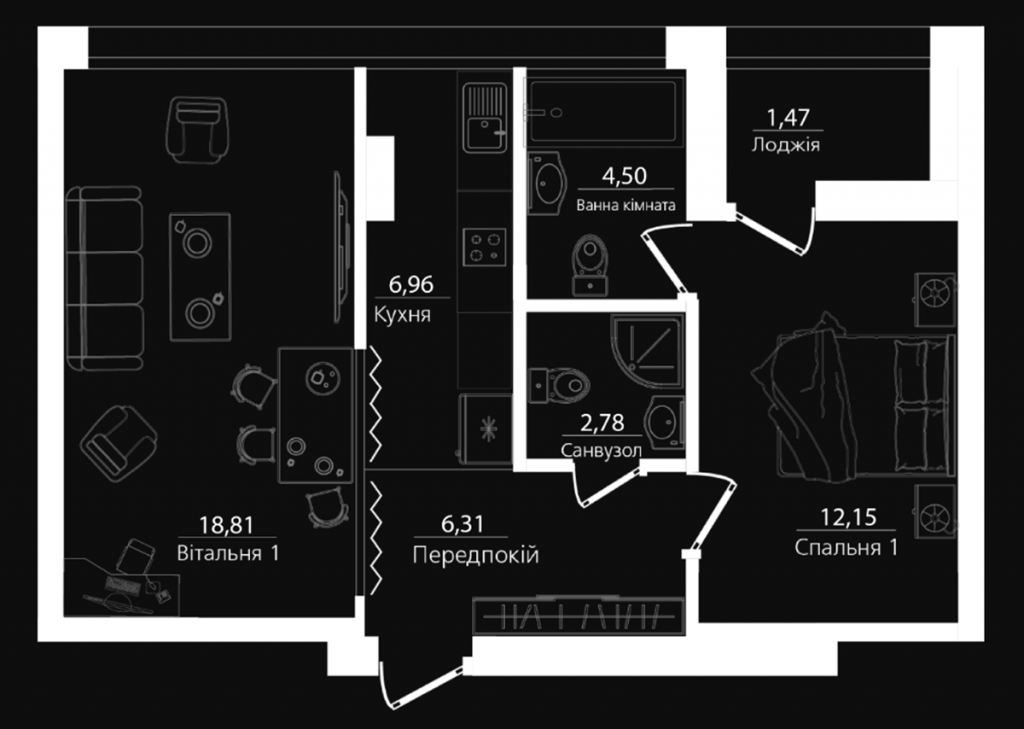 ЖК Филадельфия концепт хаус 2-комнатная планировка
