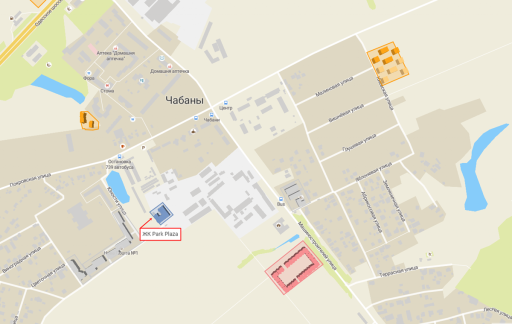 ЖК Парк плаза в Чабанах на карте