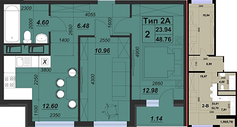 ЖК Паркленд планировка двухкомнатных квартир