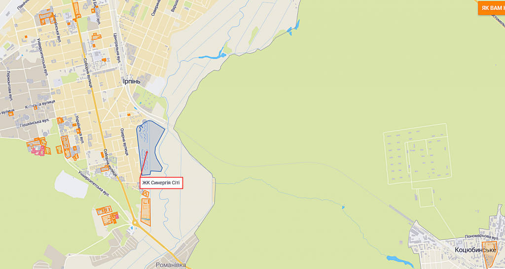 ЖК Синергия Сити в Ирпене на карте