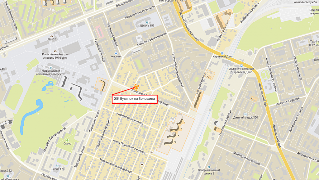 ЖК Киева дом на Волошина с индивидуальным отоплением квартир на карте