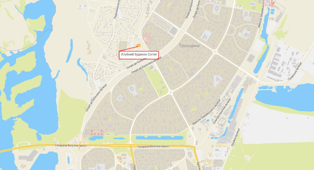 ЖК Киева Корнер с индивидуальным отоплением квартир на карте