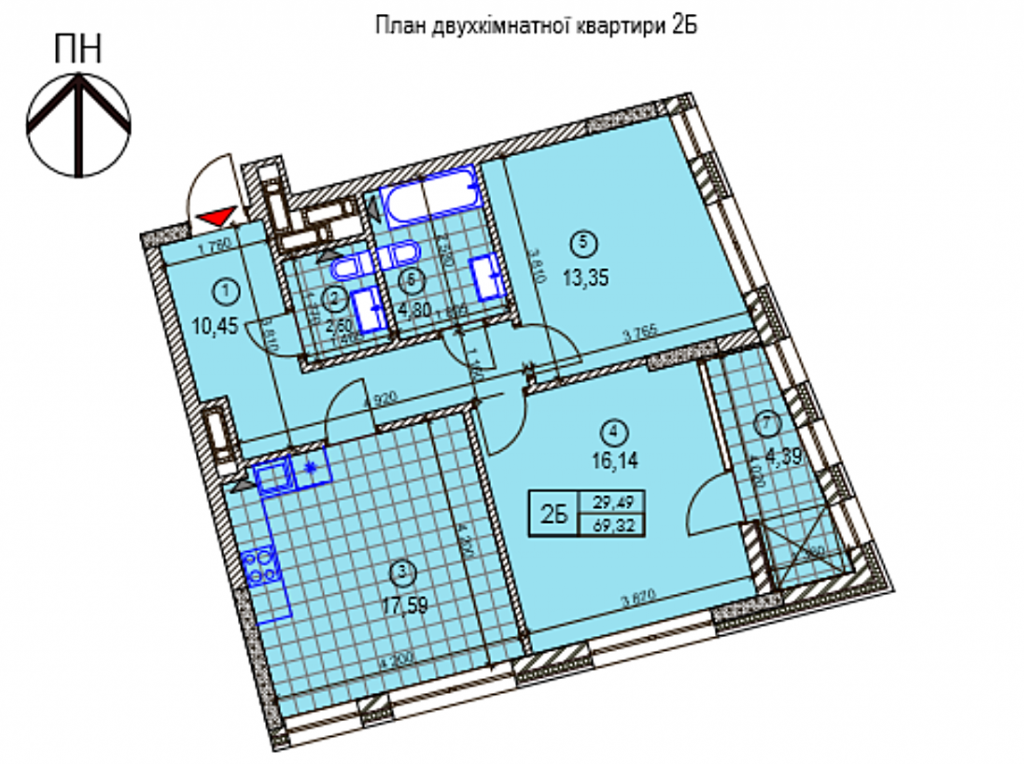 ЖК Ломоносова от Буд Кепитал и КГС планировка двухкомнатной квартиры