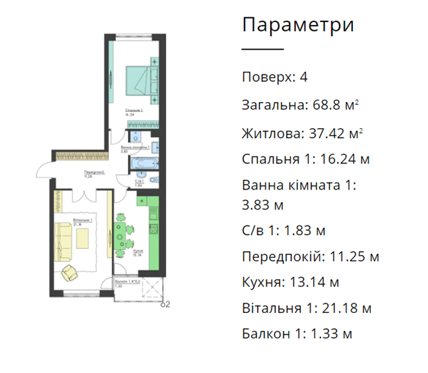 ЖК О2 Резиденс от Сага Девелопмент планировка двухкомнатной квартиры