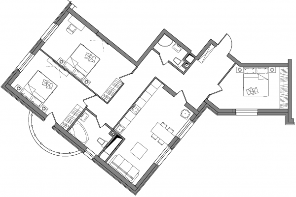ЖК Alter Ego от ГЕОС планировка трехкомнатной квартиры