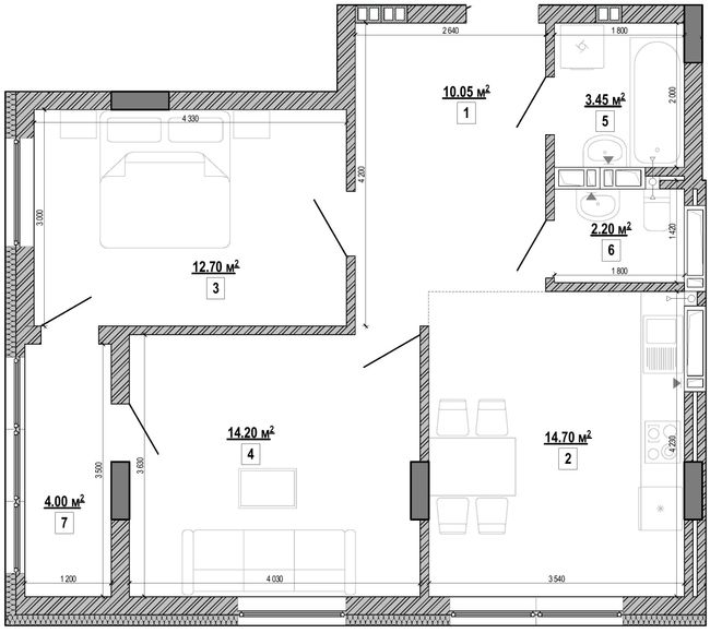 ЖК Forward планировка двухкомнатной квартиры