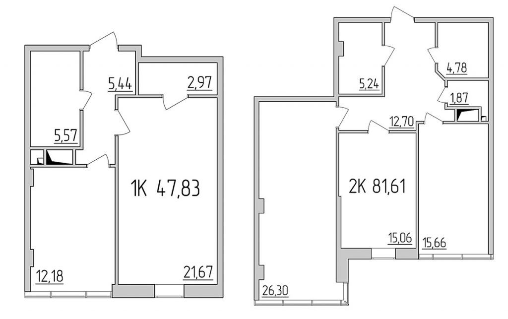 ЖК Тридцать восьмая жемчужина планировка одно- и двухкомнантной квартир