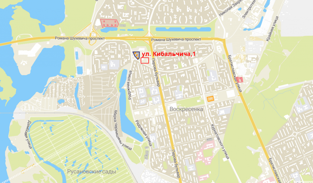 Будущий проект по улице Кибальчича, 1 на карте