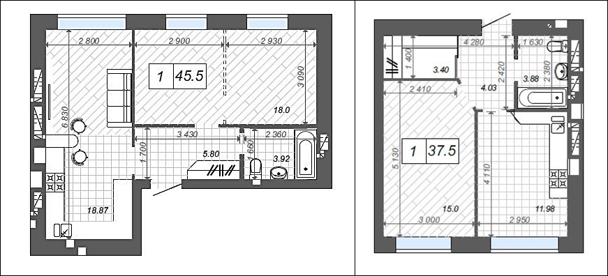 ЖК Новые метры Центр в Ирпене планировки однокомнатных квартир
