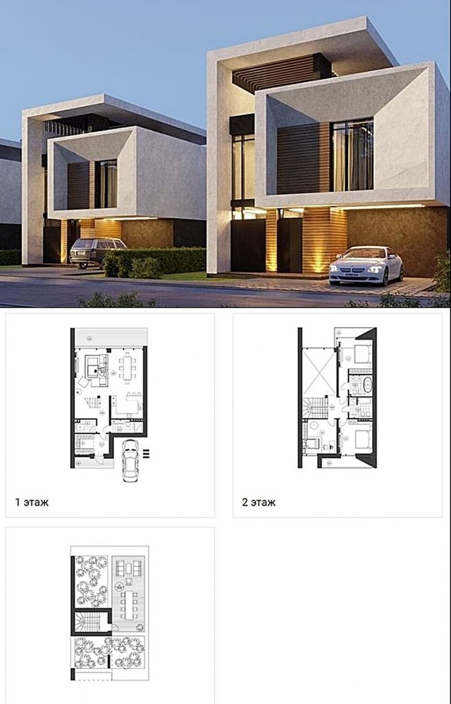 КГ KyivSea вид фасада дома и пример планировки