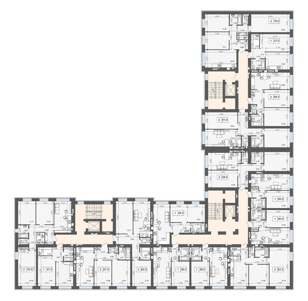 ЖК Новые метры Центр в Ирпене план этажа первого дома