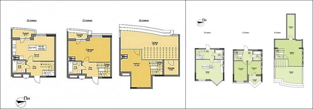 ЖК Vyshgorod Plaza пример планировки трехкомнатной квартиры