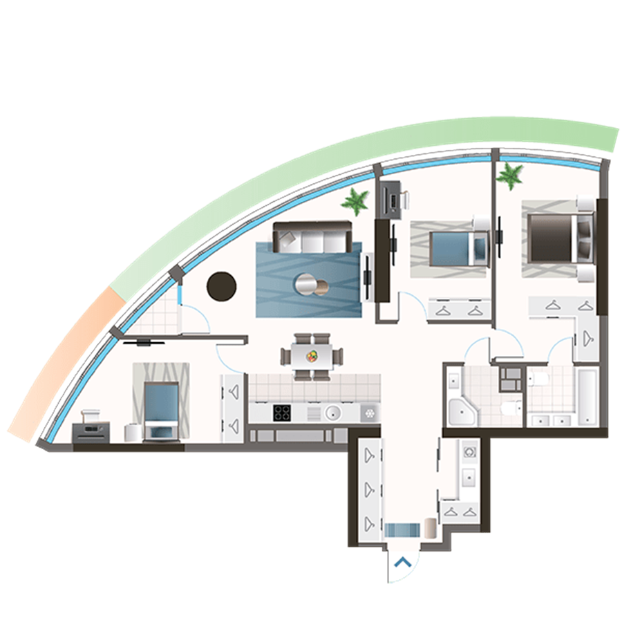 ЖК Oasis планировка трехкомнатной квартиры