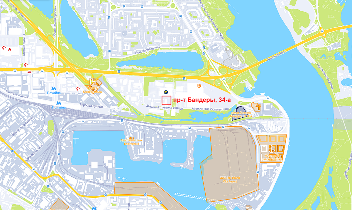Будущий проект на проспекте Степана Бандеры, 34-а на карте