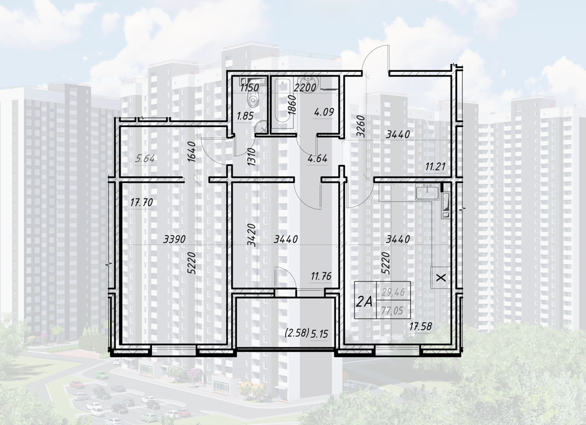 ЖК Навигатор-2 планировка двухкомнатной квартиры