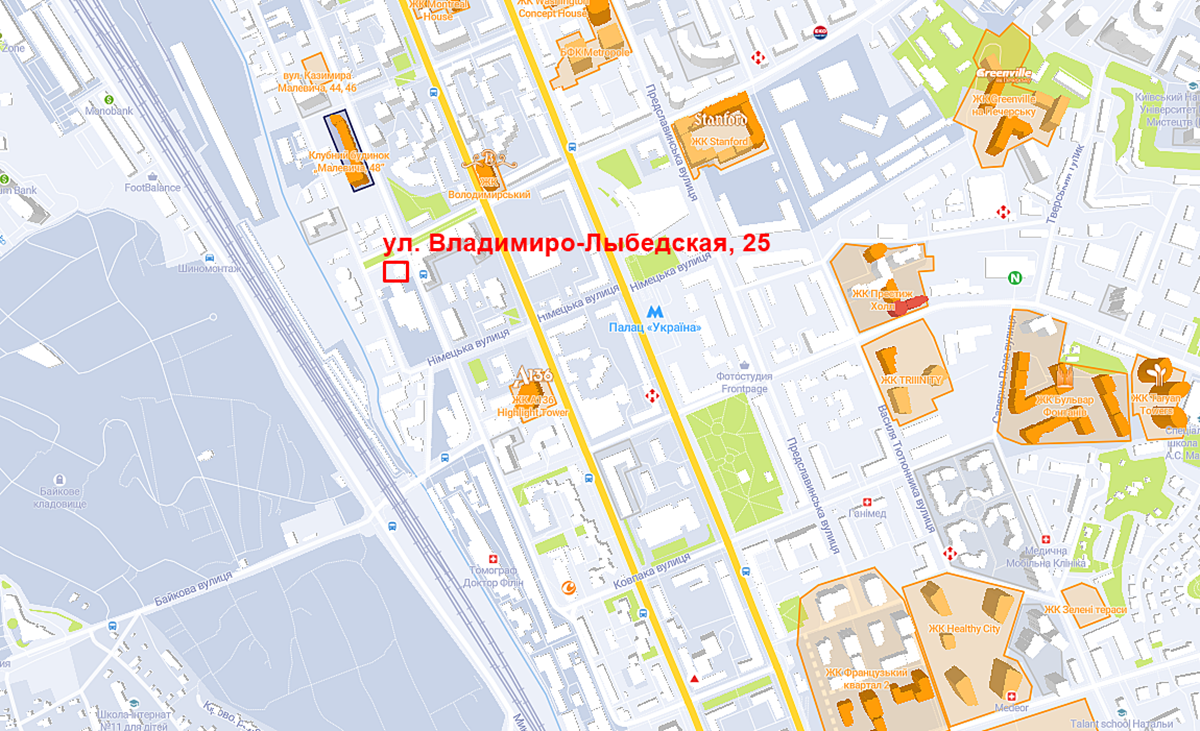 Проект по ул. Владимиро-Лыбедская, 25 на карте