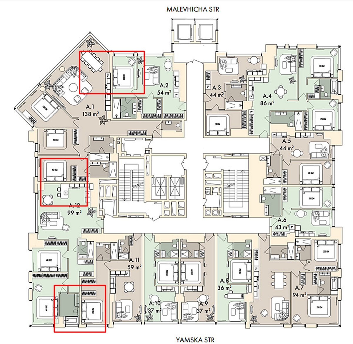 ЖК The Resort поэтажный план типовых этажей