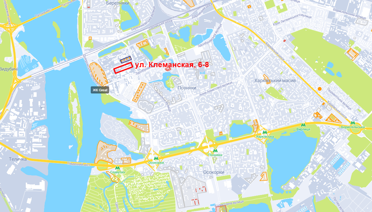 Проект ЖК по ул. Клеманская, 6-8 на карте