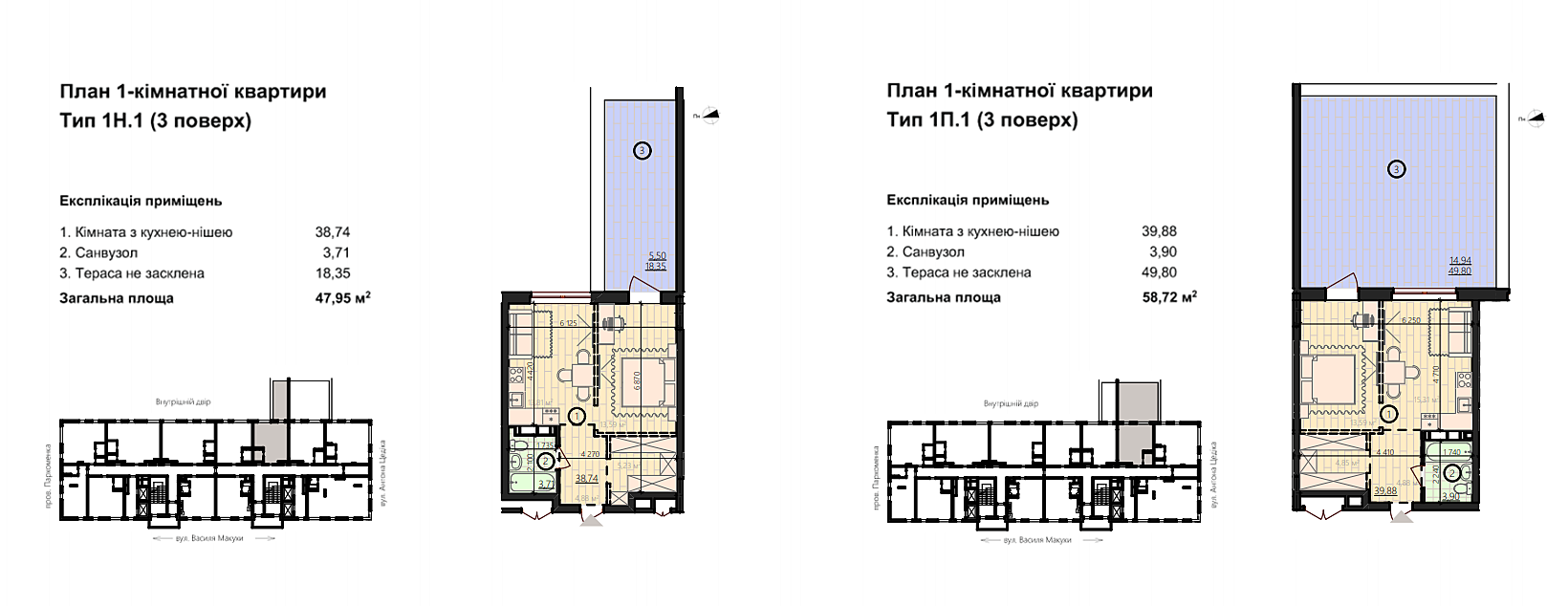 ЖК Урбанист планировки квартир с террасами