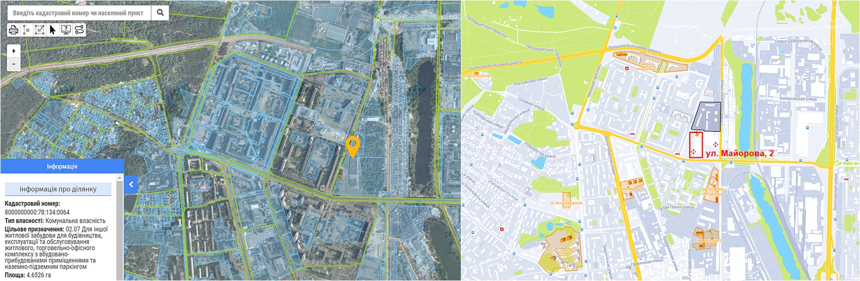 Новый ЖК по ул. Калнышевского, 2 данные кадастра и на карте