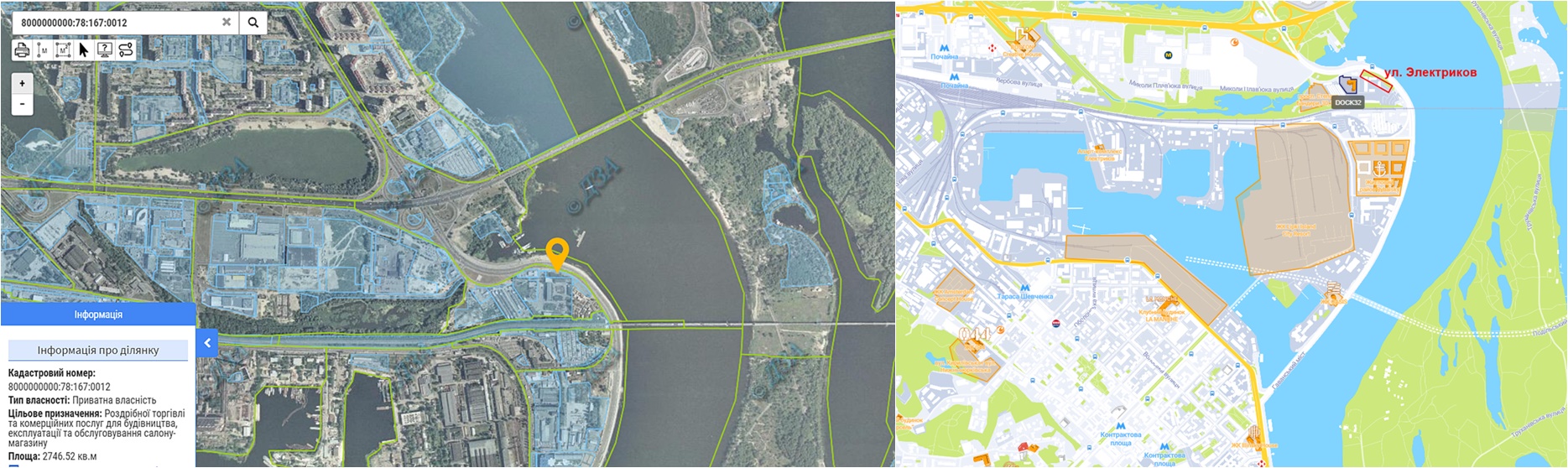 Строительство многофункционального комплекса по ул. Электриков данные кадастра и на карте