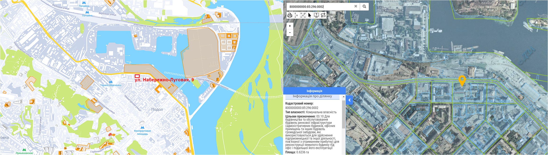 Проект по ул. Набережно-Луговая, 9 данные кадастра и на карте