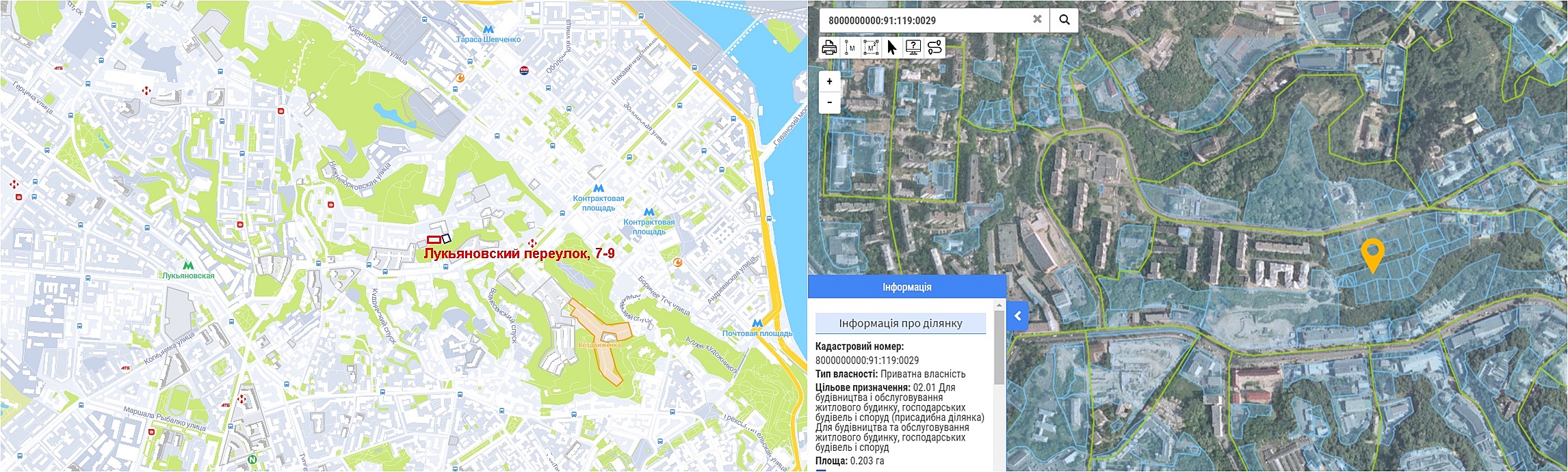 Будущий ЖК по Лукьяновскому переулку, 7-9 на карте и данные кадастра