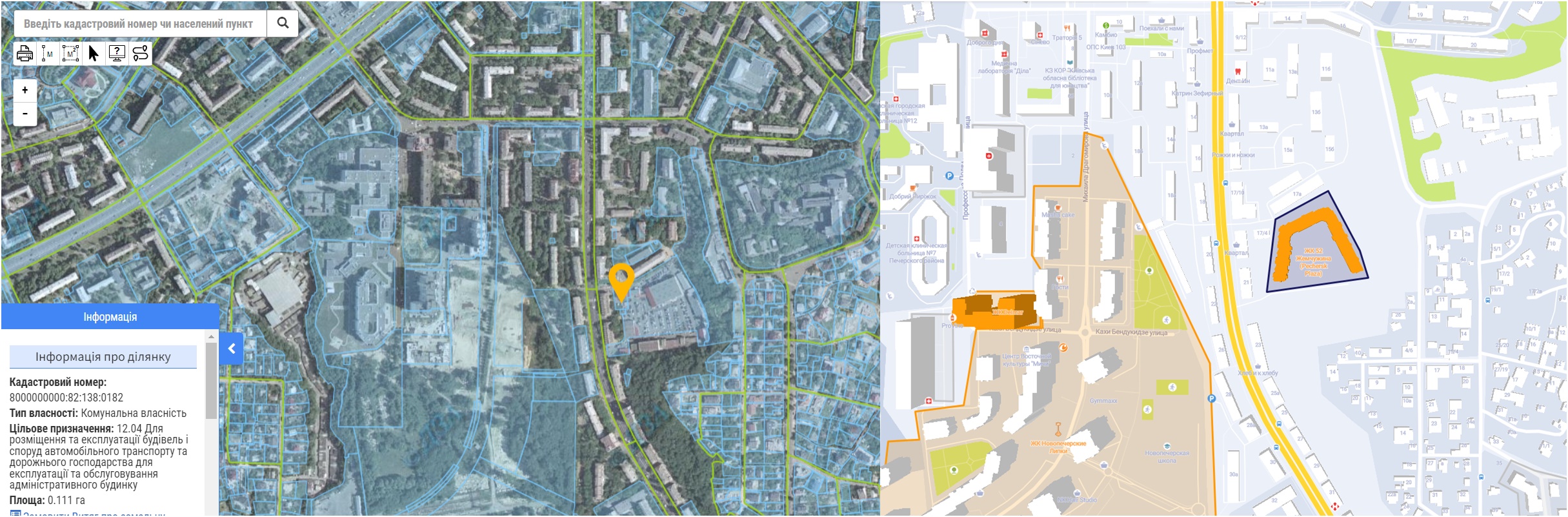 Проект реконструкции по ул. Бойчука, 17 данные кадастра и на карте